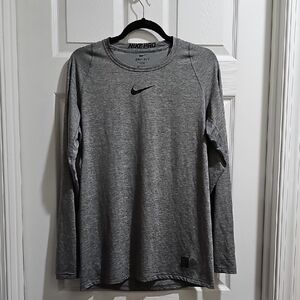 Nike Pro Heather Gray DRI-FIT shirt.
